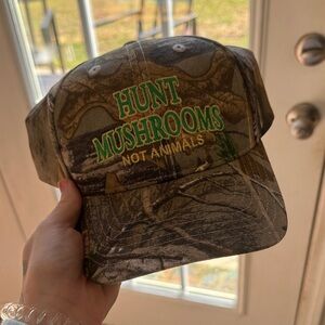 Camouflage 'Hunt Mushrooms Not Animals' Cap